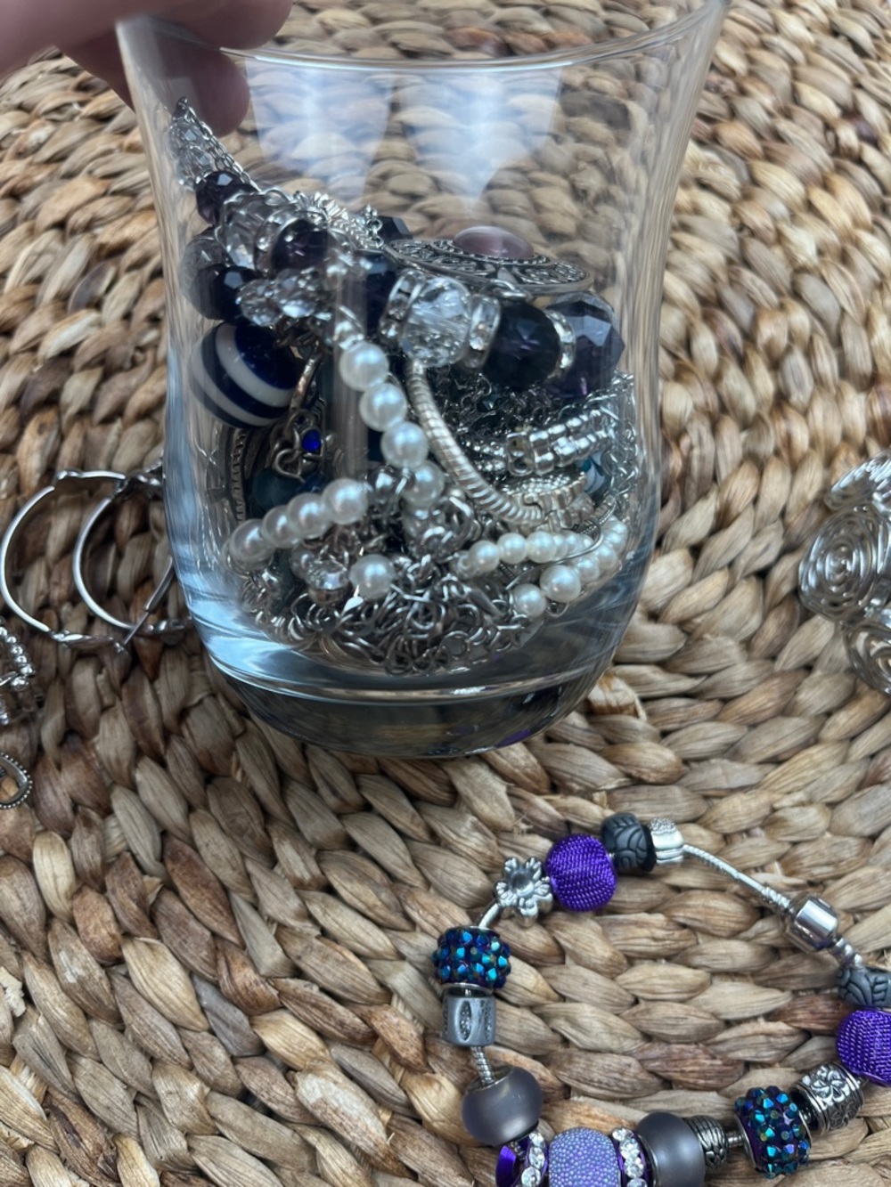 Silver-Tone Jewelry Jar* Necklaces, Bracelets, Rings And Earrings - Picture 5 of 5